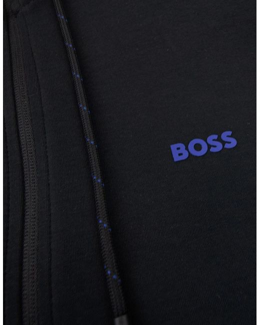 Boss Blue Saggy 1 Embroidered Logo Zip Up Sweatshirt 001 for men