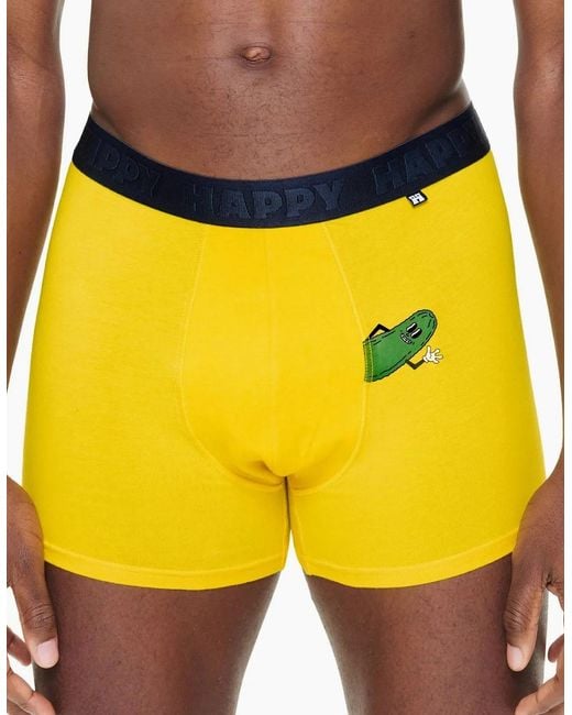 Happy Socks Yellow Gherkin Boxer Trunk for men