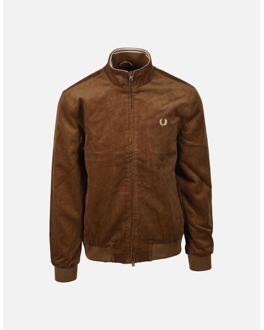 Fred Perry Brown Cord Brentham Jacket Shaded Stone for men