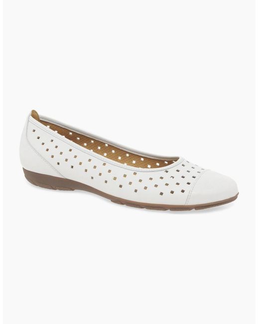 Gabor White Ruffle Punched Detail Casual Shoes
