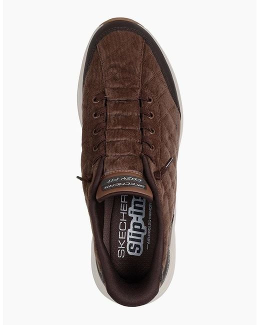 Skechers Brown Contour Foam Cordelux Textile Cozycord/Pu Trainers for men