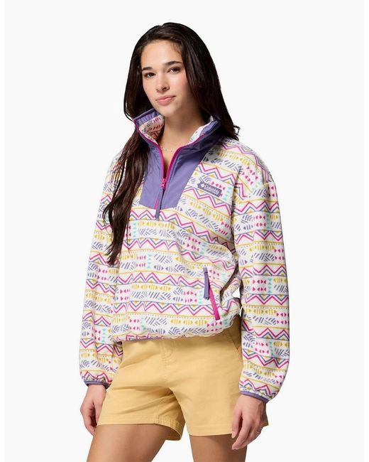 Columbia Gray Sequoia Grove Printed Half Zip Polyester Fleece Pullover