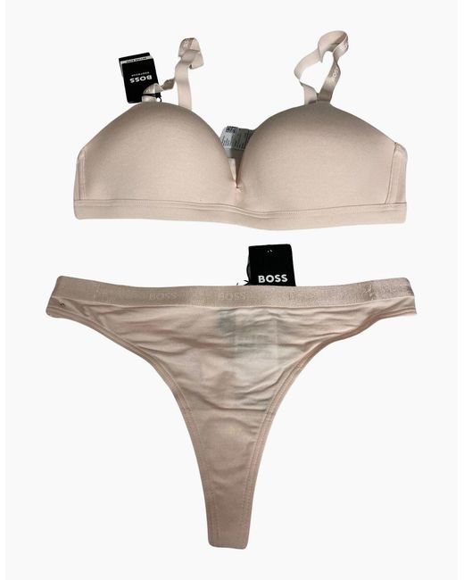Boss White Ci Logo Waistband Thong, Light/Pastel