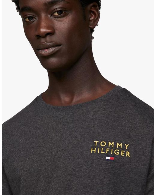 Tommy Hilfiger Gray Ls Tee Logo T-Shirt Dark Ht for men