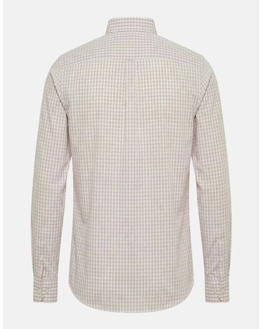 Fynch-Hatton White Cotton Oxford Check Button Down Shirt Magnolia for men