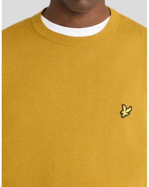 Lyle & Scott Yellow Cotton Merino Crew Neck Jumper for men