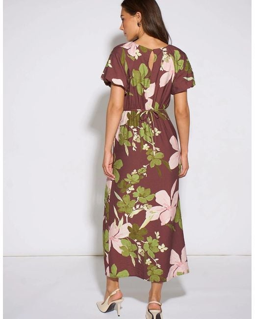 Gini London White Floral Puff Sleeves Midi Dress