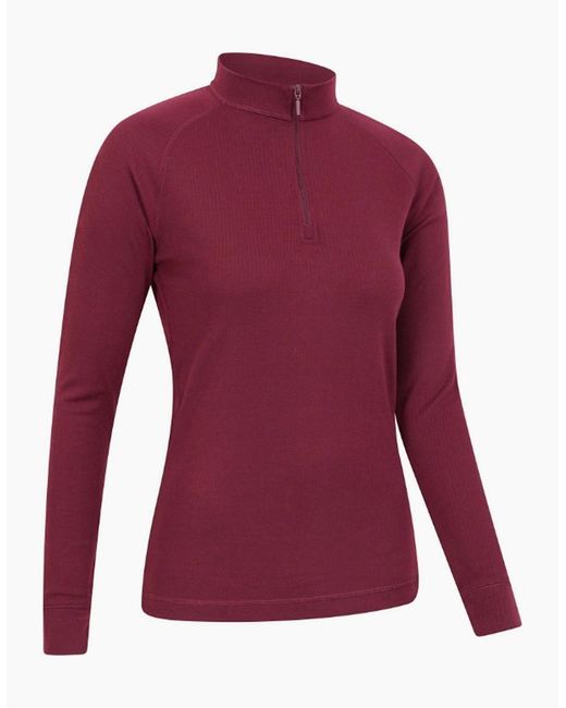 Mountain Warehouse Red Ladies Talus Zip Neck Long-Sleeved Thermal Top