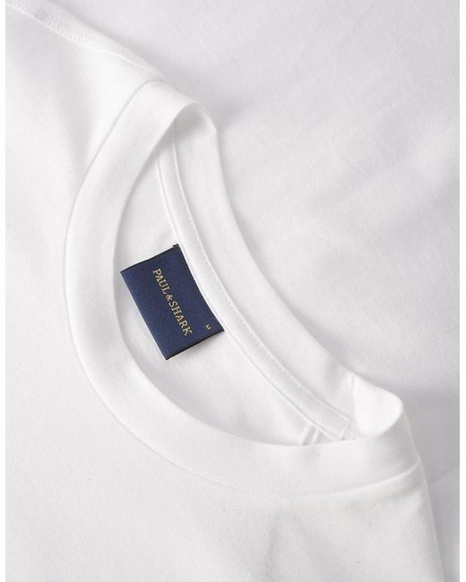 Paul & Shark White Pure Cotton Jersey Badge T Shirt for men