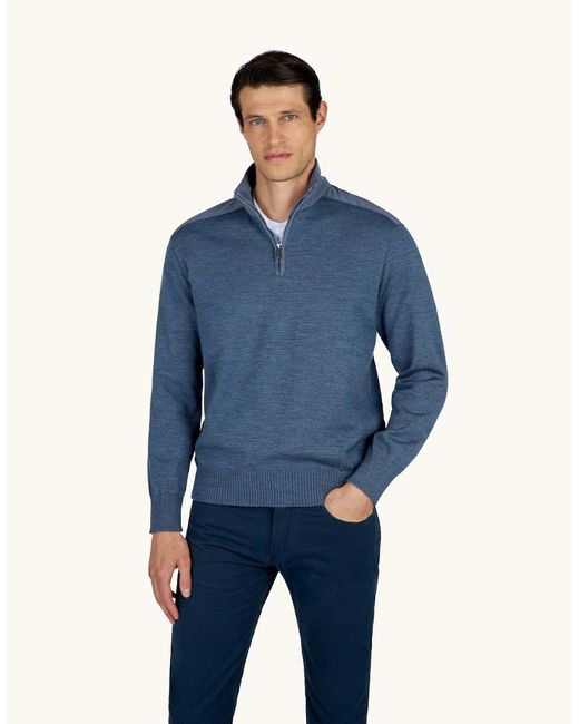 Paul & Shark Blue Half Zip Wool Sweater With Typhoon Stretch 635 Vintage for men
