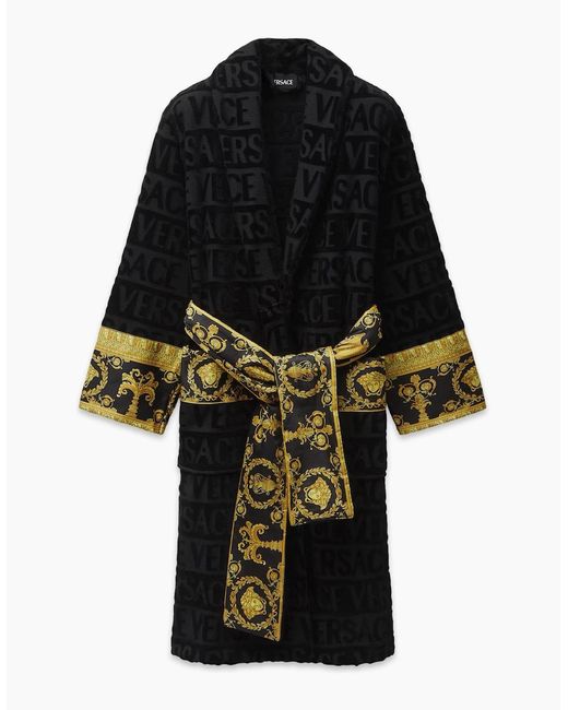 Versace Black Cotton Bathrobe for men