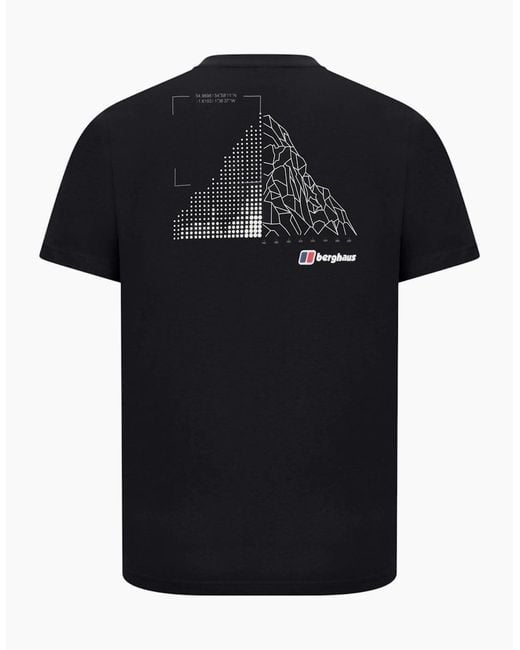 Berghaus Black T Shirts Mountain Coordinates Crew Neck Short Sleeve Cotton Tee for men