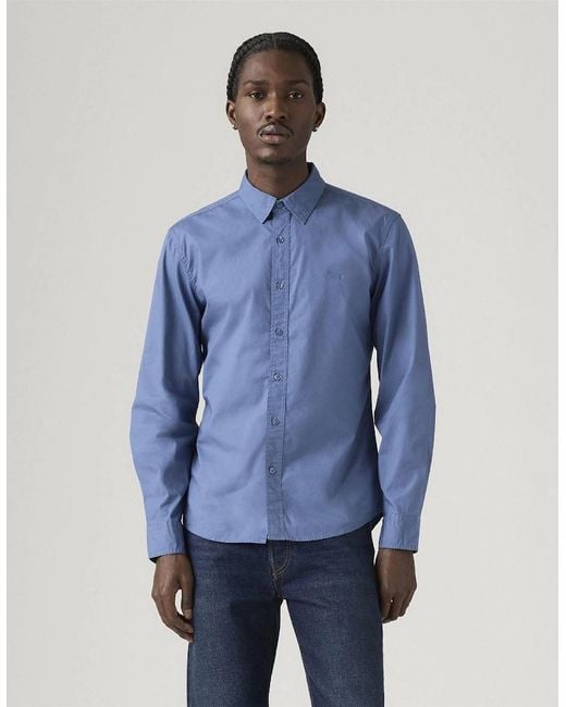 Levi's Blue Levi's Slim Fit Collared Neck Long Sleeve Shirt for men