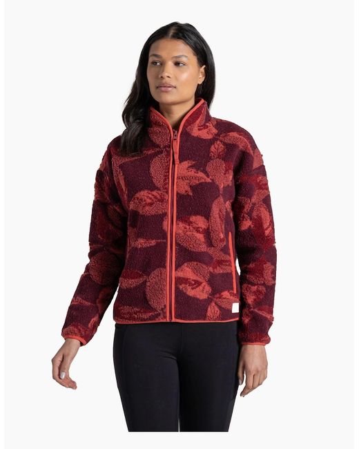 Craghoppers Red Ladies Catalina Leaf Print Fleece Jacket