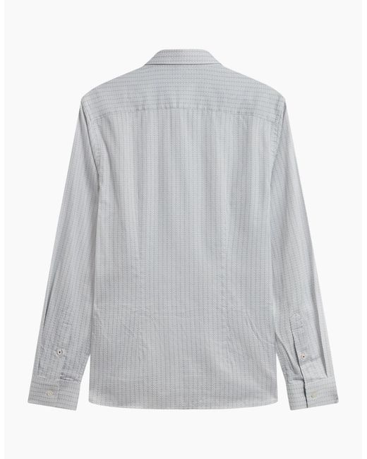 Ted Baker Gray Tamaso Slim Herringbone Print Shirt for men