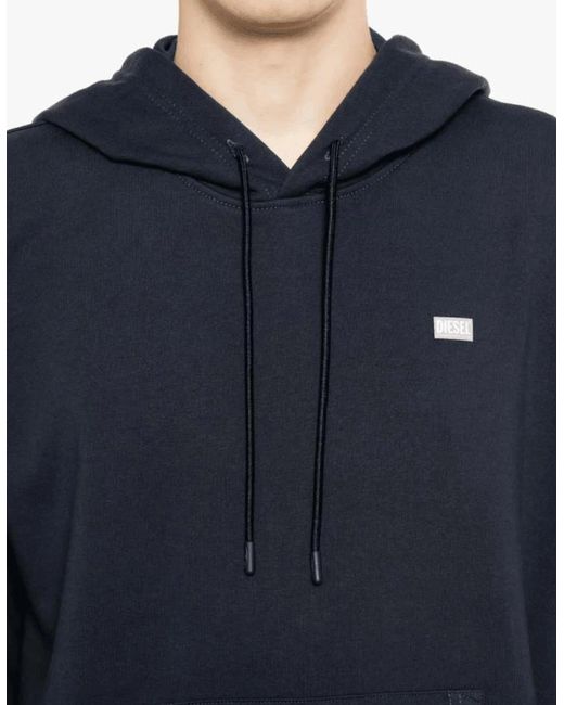 DIESEL Blue S-Rob Overhead Rubber Logo Hooded Tracksuit for men