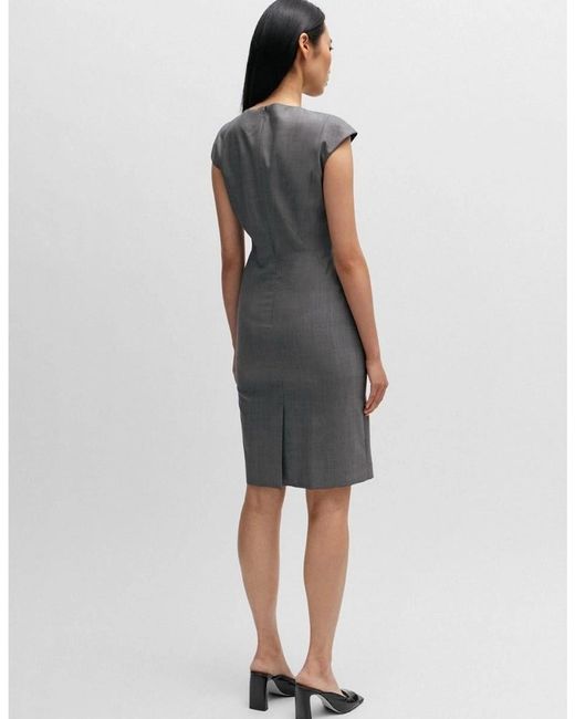 Boss Gray Dironah Crew Neck Knee Length Sheath Dress