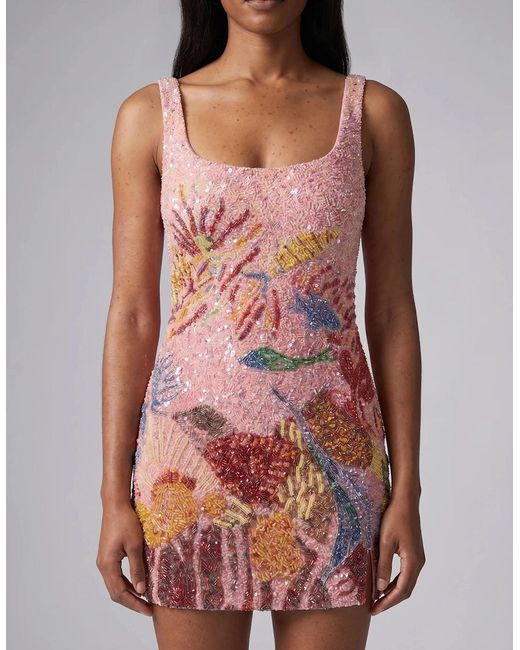 Oceanus Red Oceanic Bloom Mini Dress