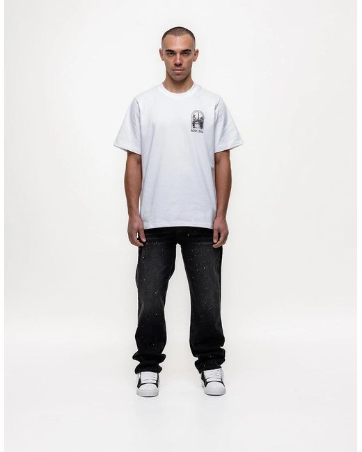 Magrit Black Core Painted Straight Jeans for men