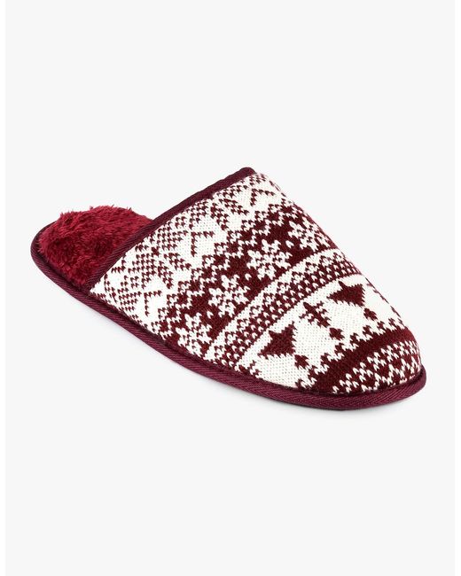Totes Red Toasties Fair Isle Mule Slippers for men