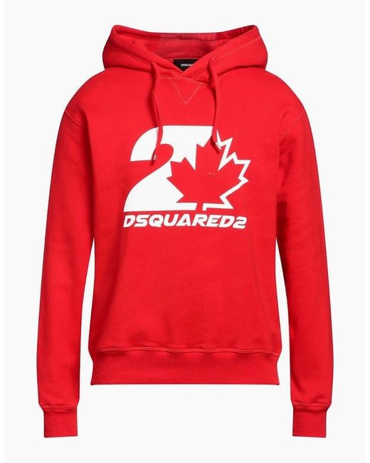 DSquared² Red Cool Fit Maple Leaf Hoodie for men