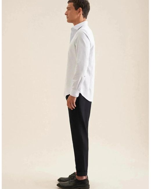 Seidensticker White Slim Fit No Iron Spread Kent Structured Pattern Business Shirt Light for men