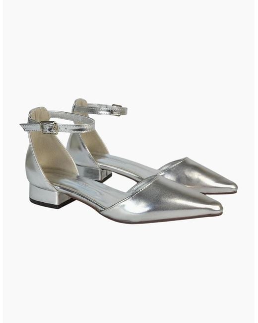XY London Ladies Jenny Metallic Low Heel Court Shoes
