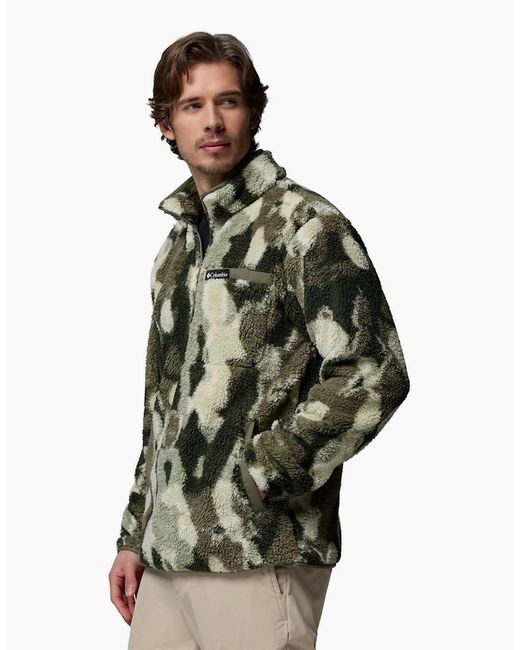 Columbia Green Rugged Ridge High Pile Half Zip Fleece Pullover for men