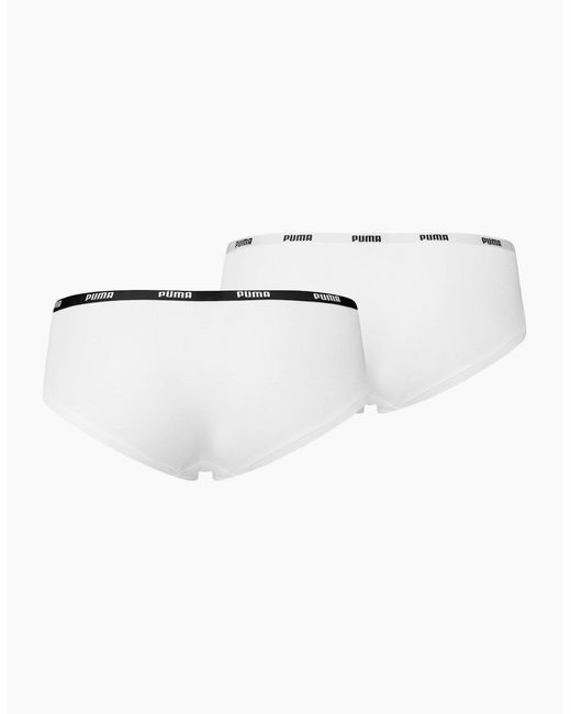 PUMA White 2-Pack Classic Logo Low-Rise Hipster Briefs