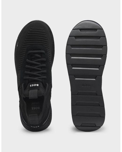 Boss Black Boss Titanium_Runn Structured-Knit Sock Trainers With Branding for men
