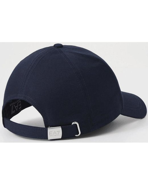 EA7 Blue Cotton Baseball Cap for men