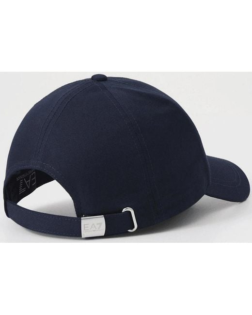 EA7 Blue Cotton Baseball Cap for men