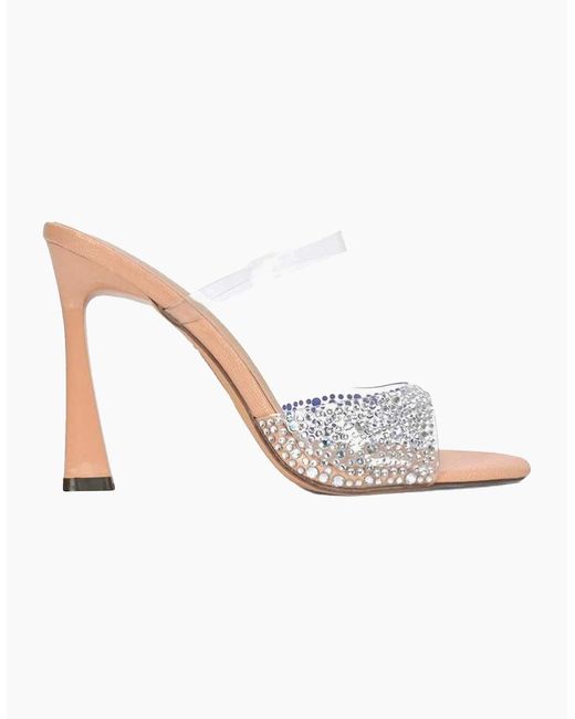 XY London Pink Ladies Lois Rhinestone Perspex High Heel Sandals