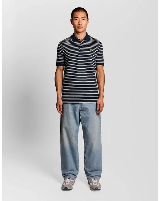 Lyle & Scott Blue Pique Breton Polo Shirt for men