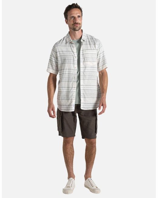 Craghoppers White Cartwright Stripe Short-Sleeved Shirt for men