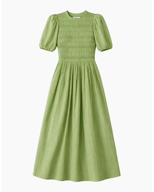 Ro&zo Green Cotton Shirred Bodice Dress