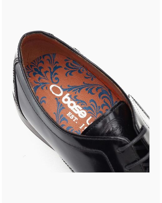 Base London Black London Dome Lace Up Leather Hi Shine Lace-Up Shoes for men