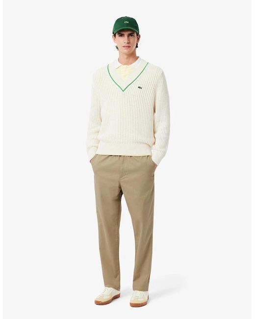 Lacoste Natural Regular Fit Cotton Gabardine Chino Pants for men