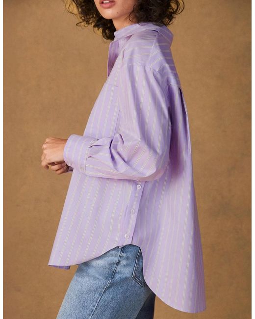 Ro&zo Purple Lilac Stripe Button Side Detail Shirt