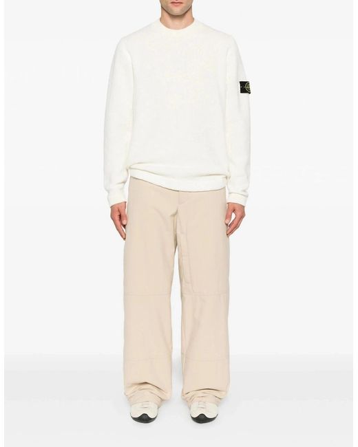 Stone Island White S00N2 Crewneck Sweater for men