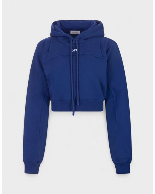 Off-White c/o Virgil Abloh Blue Off Stamp Round Crop Hoodie