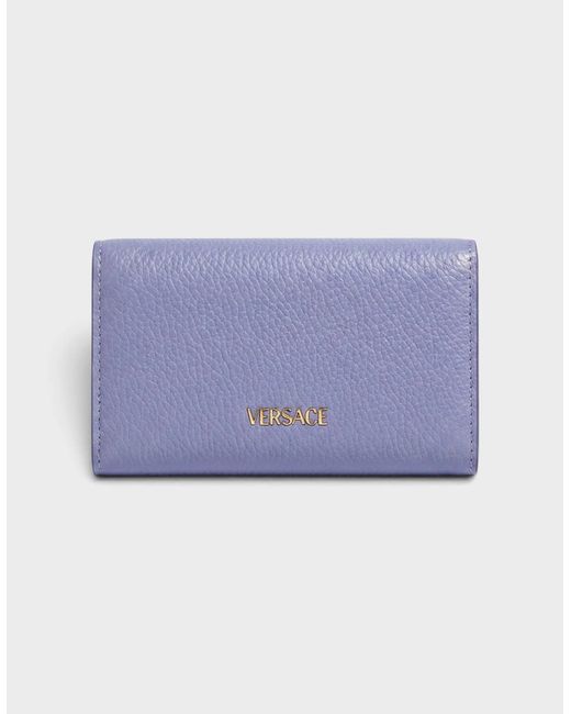 Versace Purple Medusa Head Business Card Holder Leather
