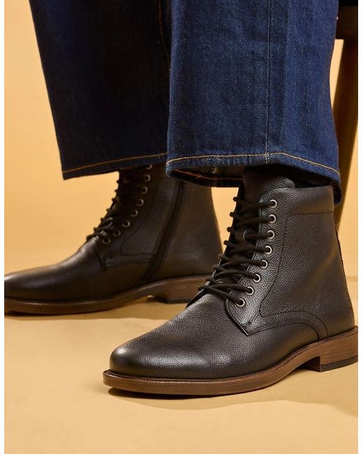 Hush Puppies Black Irwin Leather Ankle Boots for men