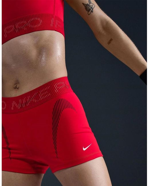 Nike Red Df Compression Fit Compression Shorts
