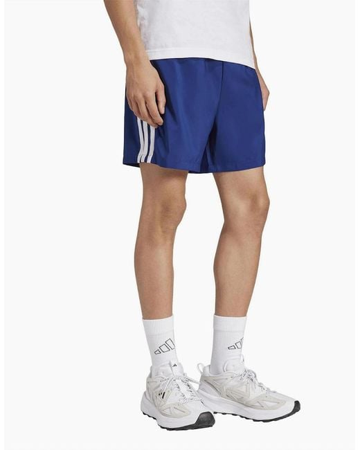 Adidas Blue Essentials 3 Stripes Shorts for men