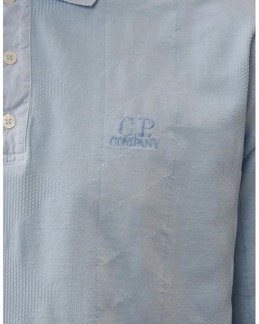 C P Company Blue Jersey Jacquard Multi Pattern Polo for men