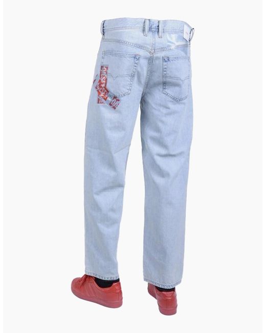 DIESEL Blue Denim Jeans Regular Fit Straight Cotton for men