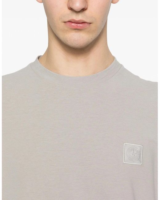 Stone Island White Ghost Patch Logo T-Shirt for men