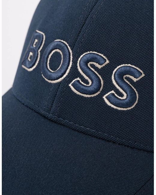 Boss Blue Boss Knitted Piqué Six Panel Cap With Embroidered Logo for men