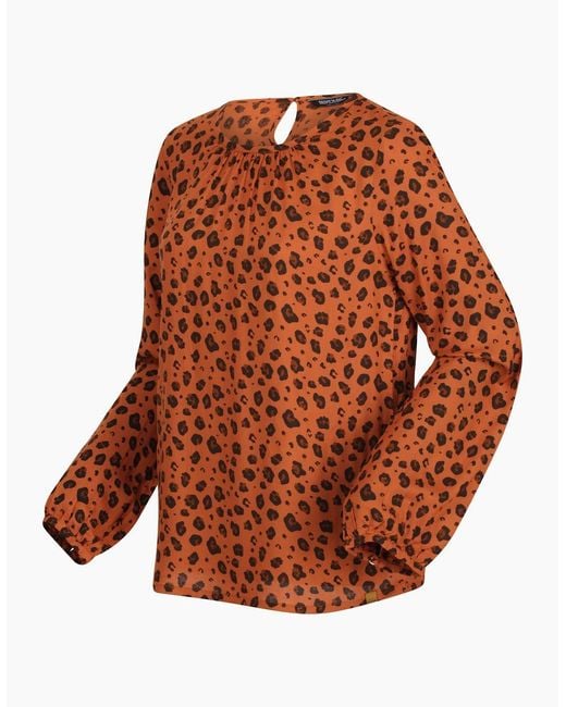 Regatta Orange Ladies Hadria Animal Print Blouse